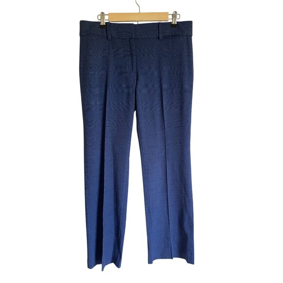 LOFT Size 8 Blue Marisa Trouser Linen Blend Straight Leg Career Work Office Busi - Picture 1 of 8